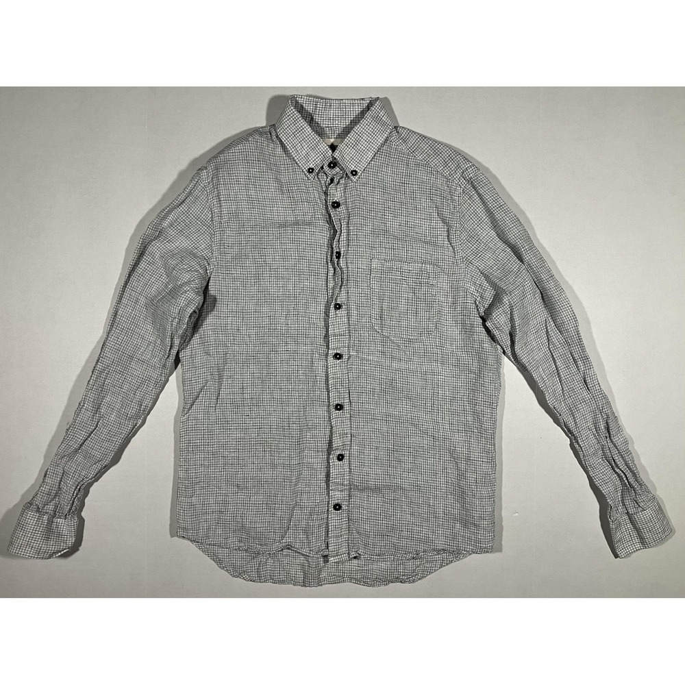 Taylor Stitch Linen Shirt Mens 40 Plaid Button Down Long Sleeve Casual
